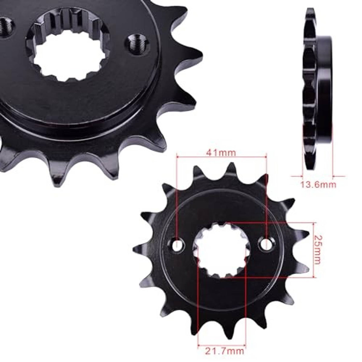 Black front sprocket with circular housing, center ring, and mounting bolts