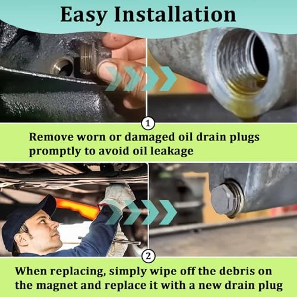 Rear axle drain plug being installed on differential housing opening