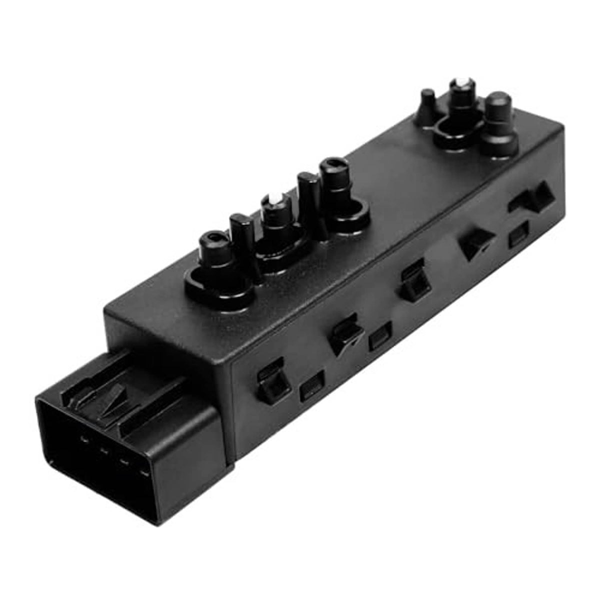 Power seat switch control module, black housing with button posts and connector