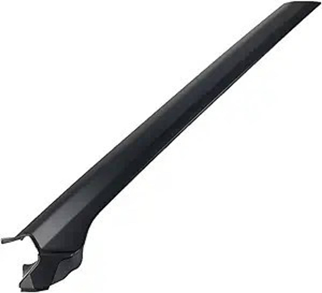 A-pillar trim molding, black plastic strip with snap-in end tabs for windshield