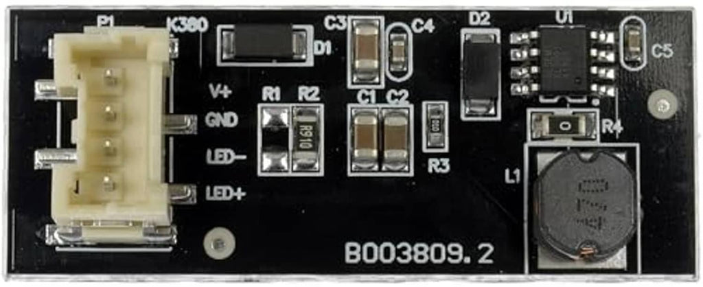LED tail light control board PCB with plug connector, driver parts, and B003809.2