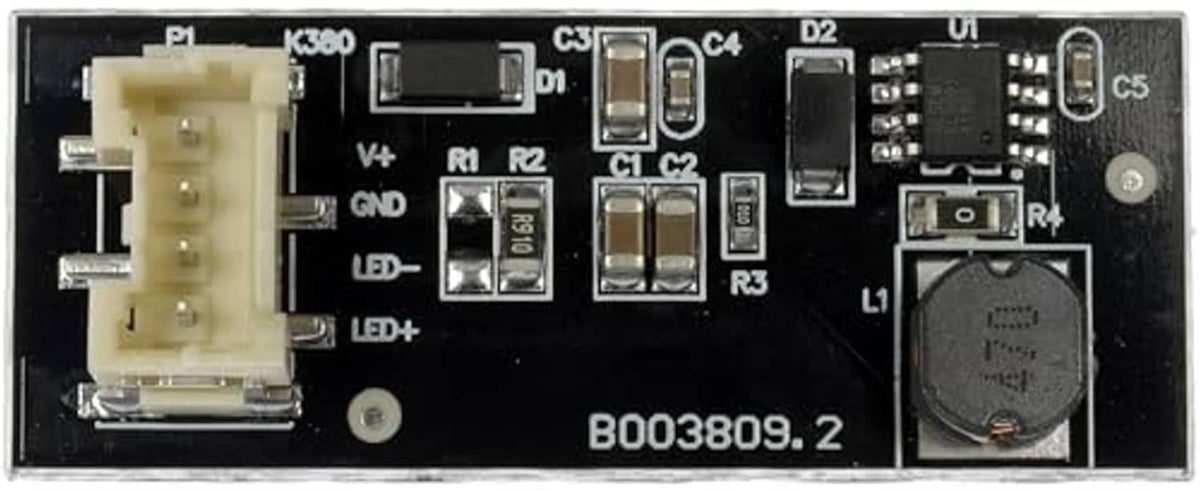 LED tail light control board PCB with plug connector, driver parts, and B003809.2