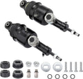 Set of two black rear hydraulic air shock strut assemblies with metal mounting caps
