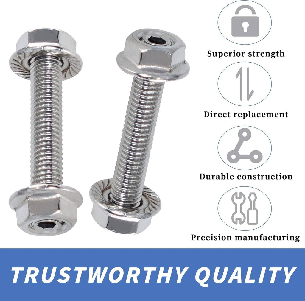 Stainless steel exhaust manifold studs with hex flange heads and matching hex nuts