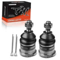 Pair of front upper ball joints with black rubber boots and silver threaded studs