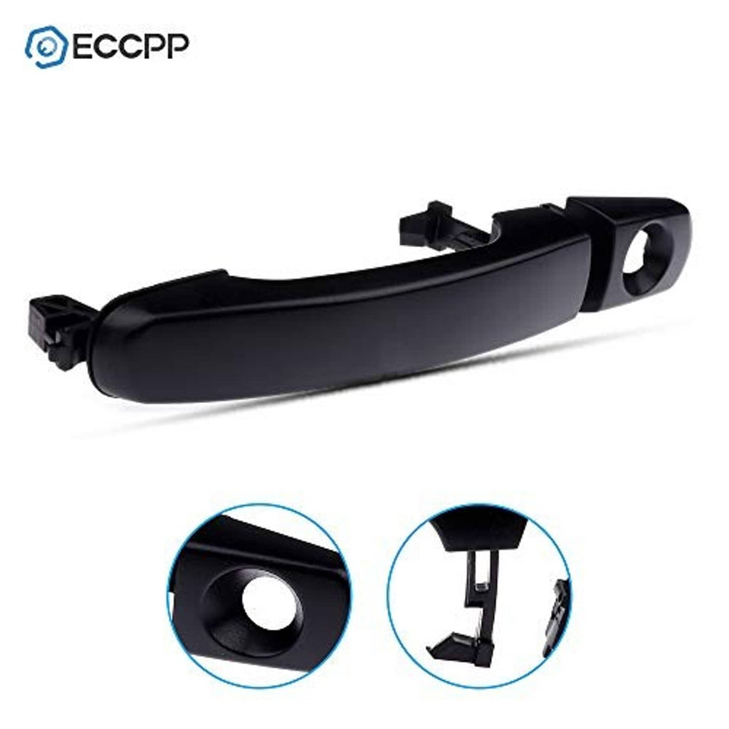 Exterior door handle, matte black, with round keyhole insert opening and bracket
