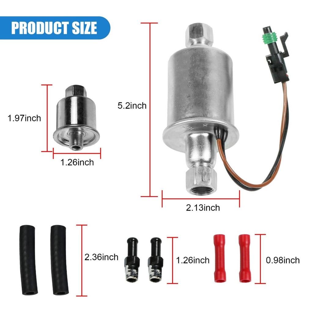 Diesel fuel lift pump cylinder with electrical connector and included hose connectors