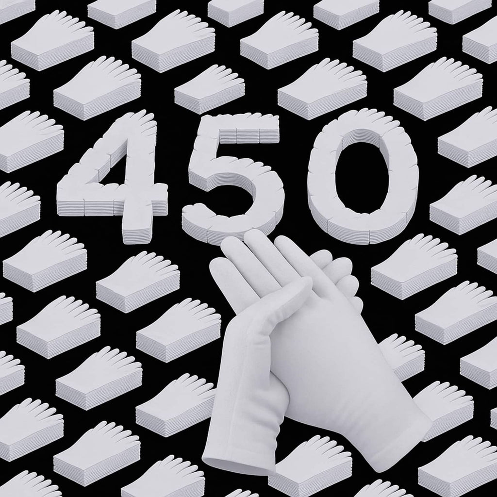 White cotton gloves bulk pack, L size, full-hand coverage