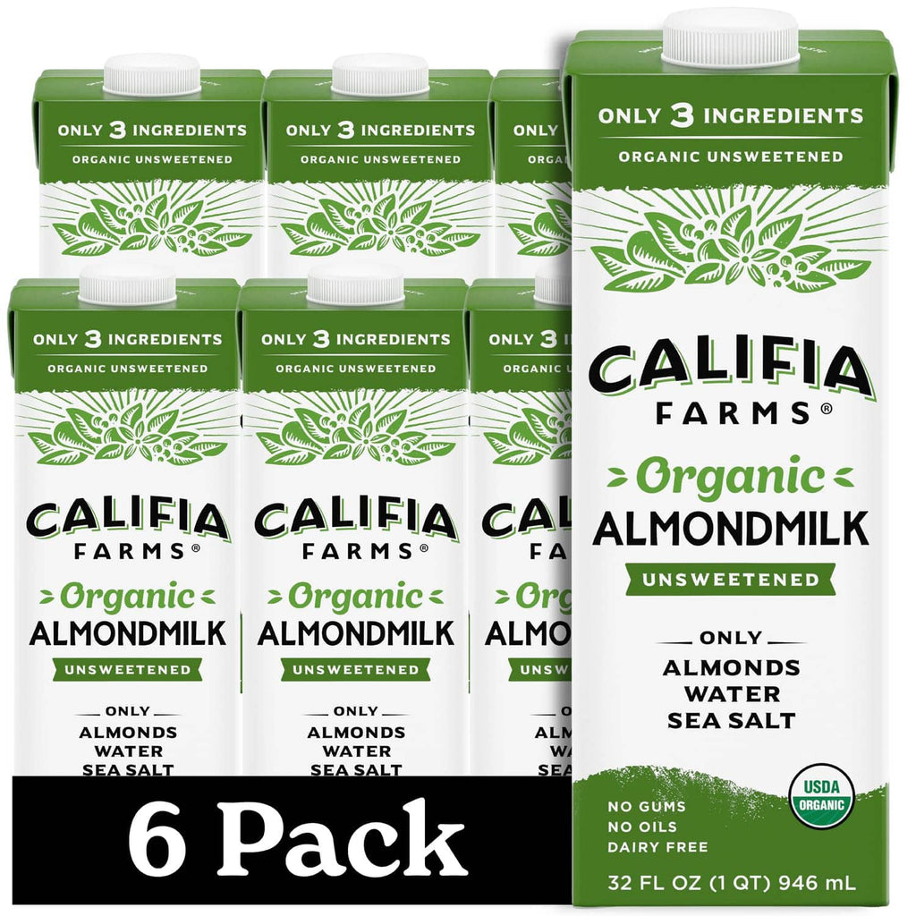 Califia Farms organic unsweetened almond milk 6-pack, 32 fl oz cartons