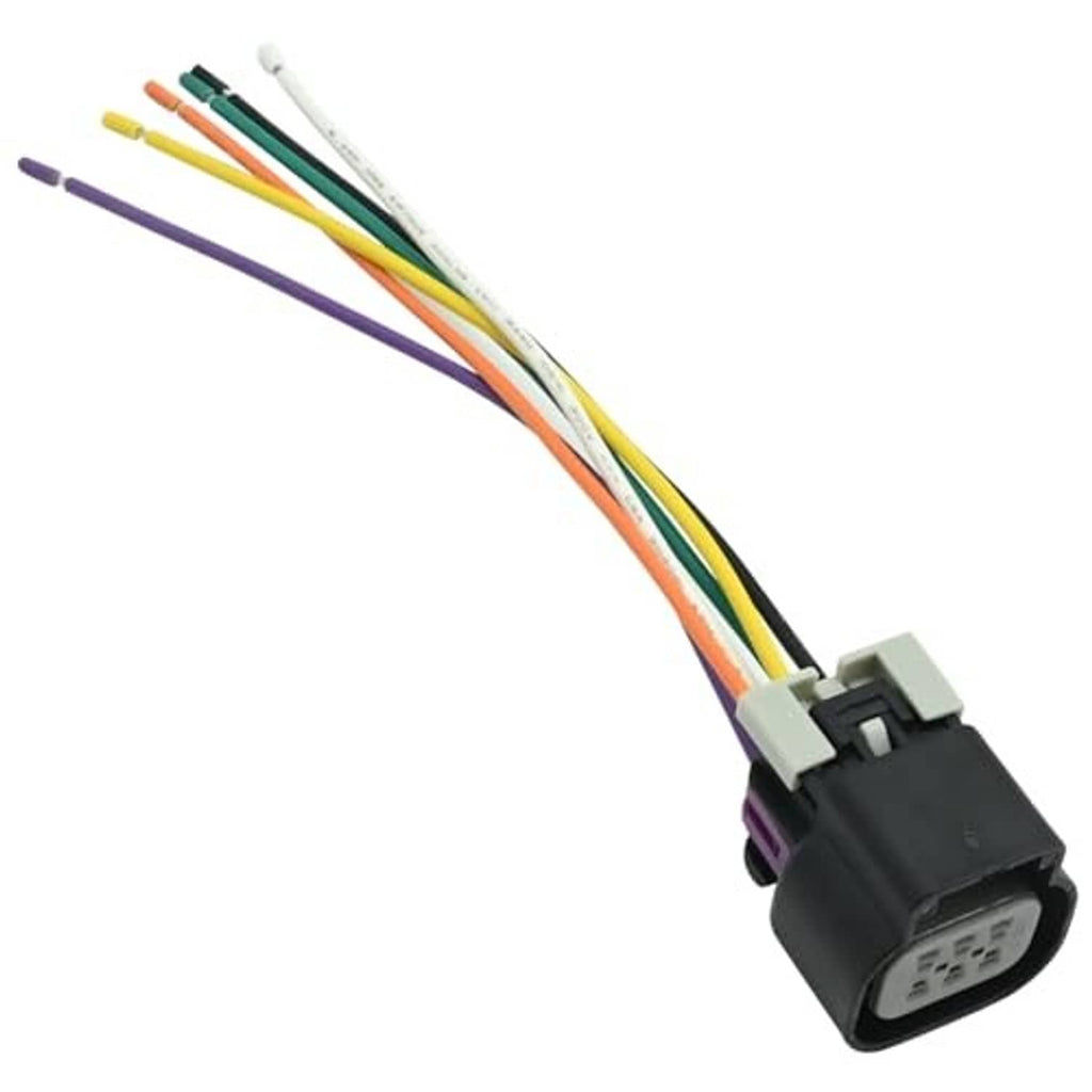 6-wire throttle body connector with black plug and multicolor leads, side view