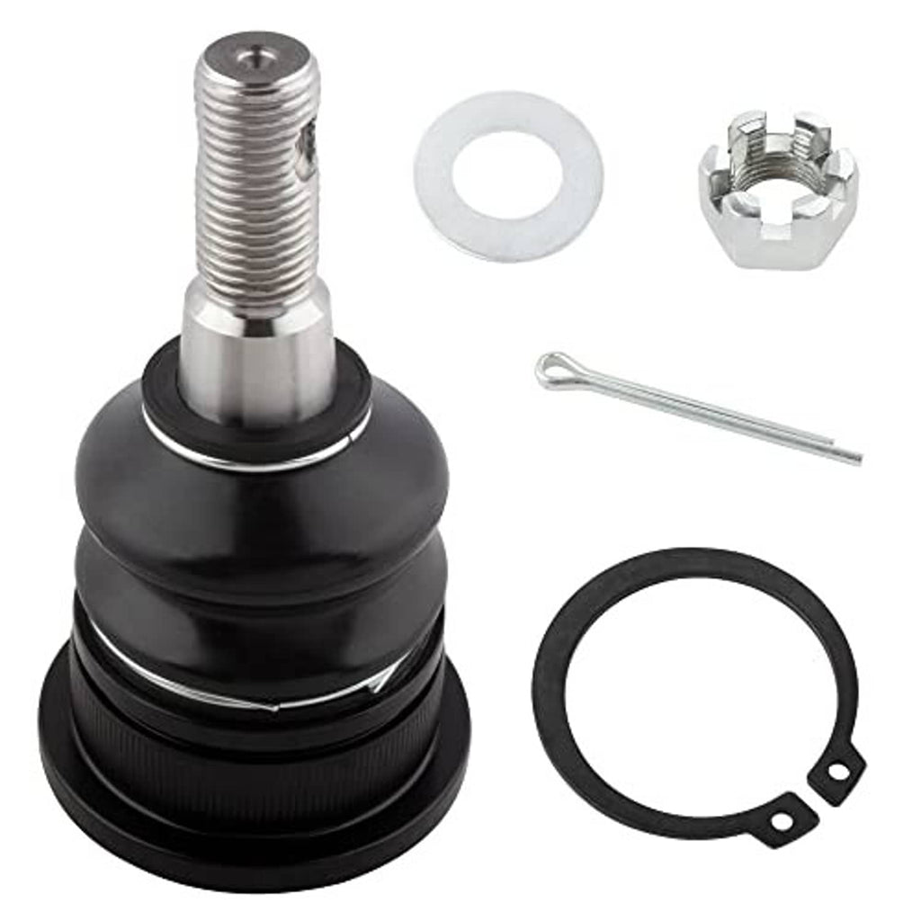 Ball joint end with black boot and chrome stud, included washers, nuts, and circlip