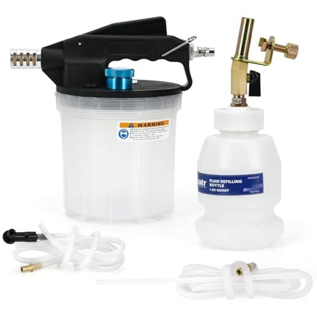 Brake bleeder vacuum pump kit with refill bottle and brass adapter with hoses