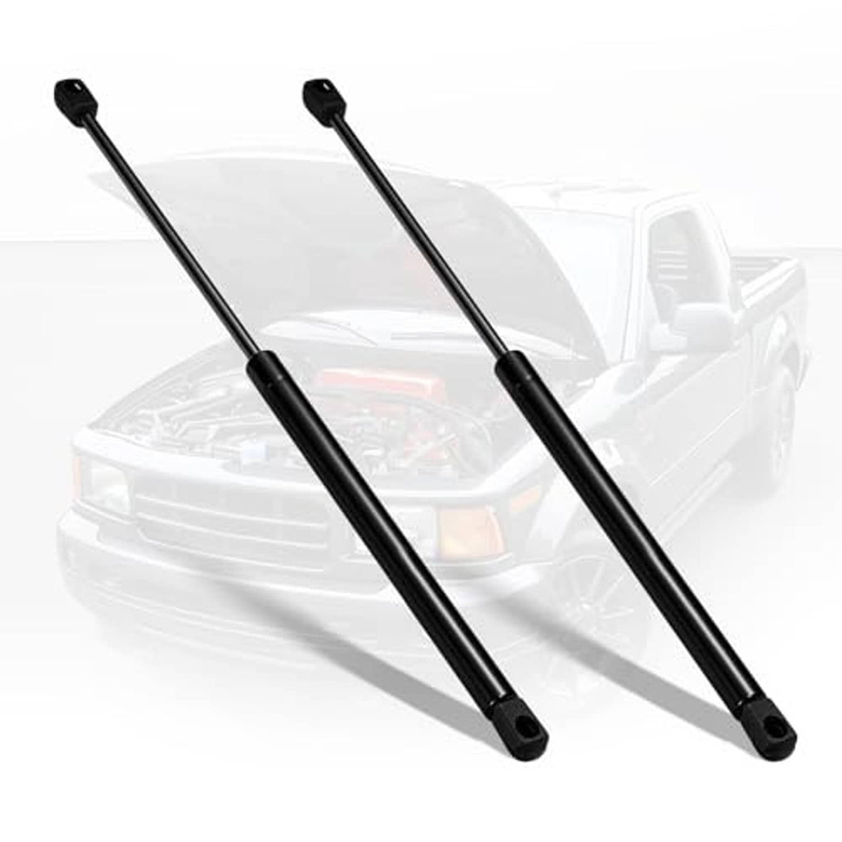 Set of two black hood lift gas struts with mounting ball-studs