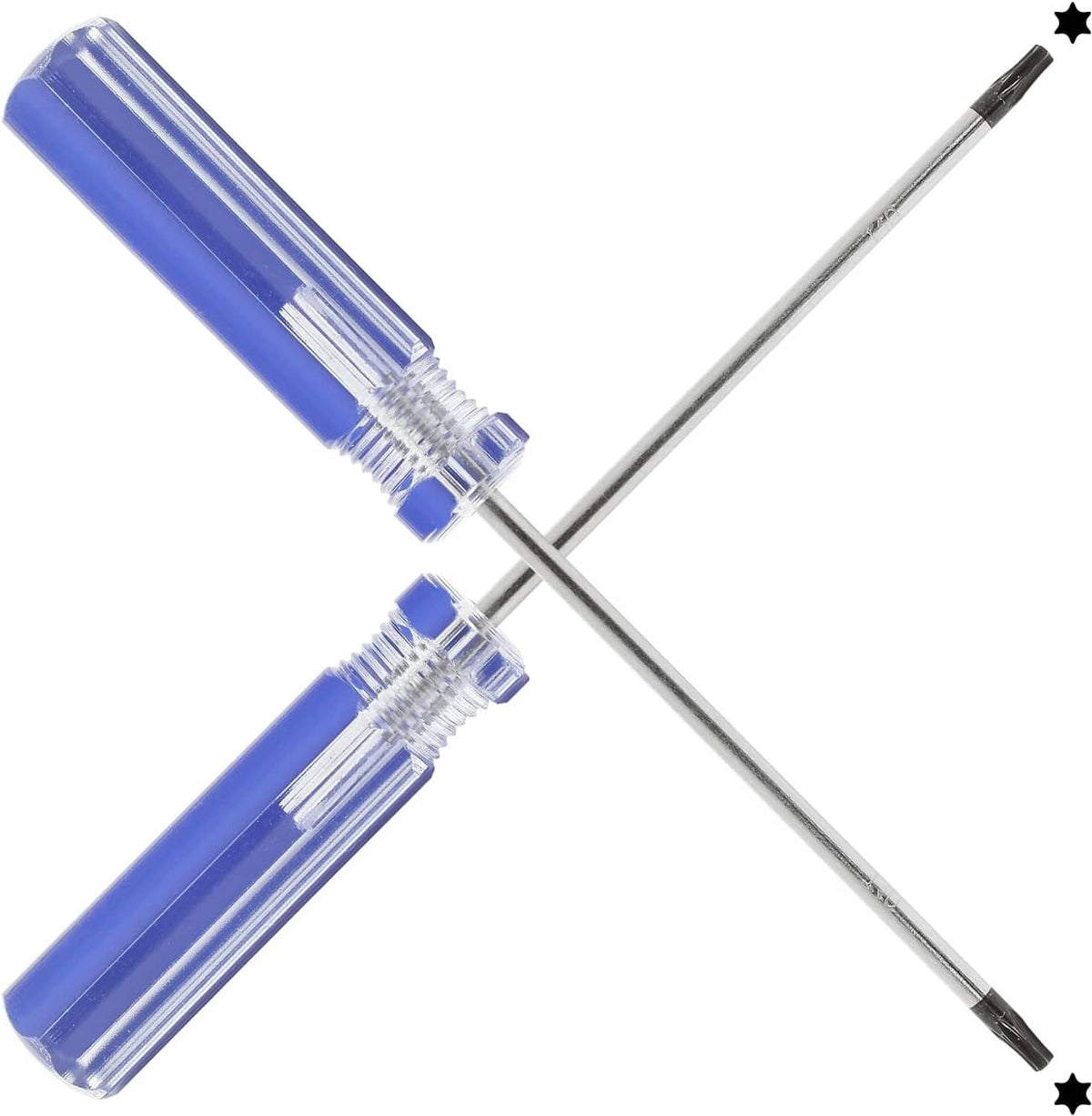 2-piece T10 tamper-proof Torx screwdriver set with blue handles and magnetic tips