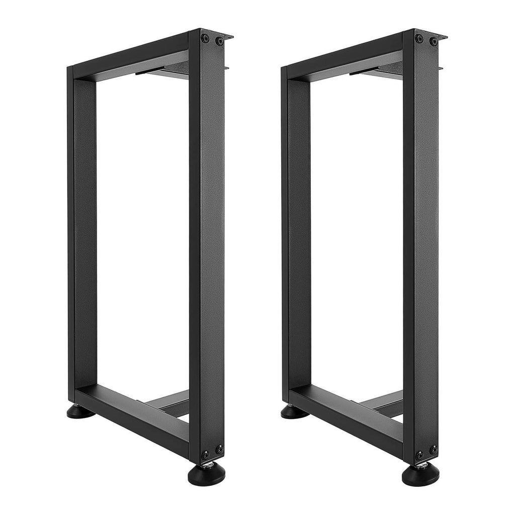 Black steel T-shaped table leg frames, set of 2, with leveling feet