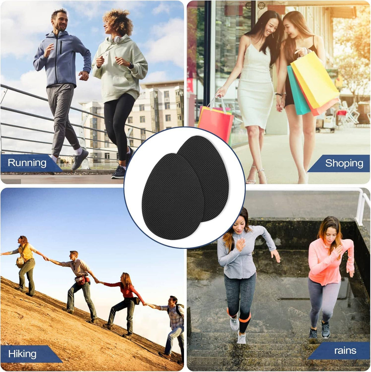 Black round anti-slip shoe grip pad with textured pattern