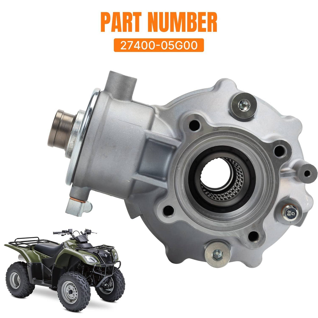Rear differential gear case with sealed bearing opening and part number label