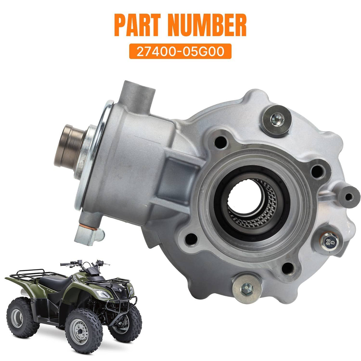 Rear differential gear case with sealed bearing opening and part number label