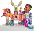 Transforming purple and orange My Little Pony playset with winged doll and accessories