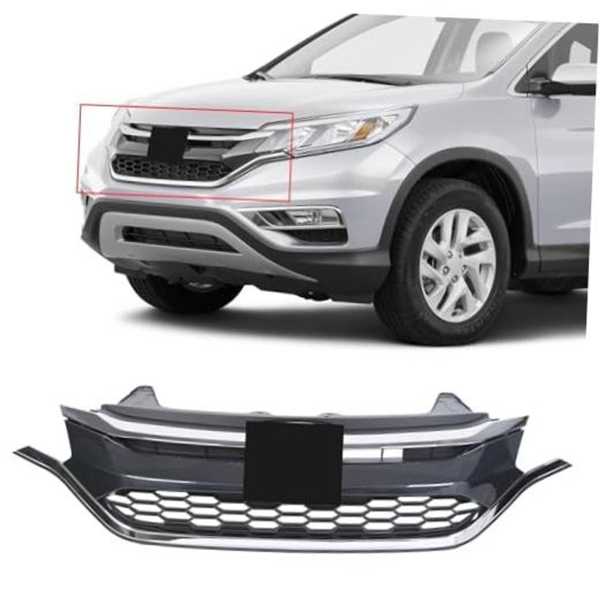 Front grille and bumper trim kit with black mesh and silver surround