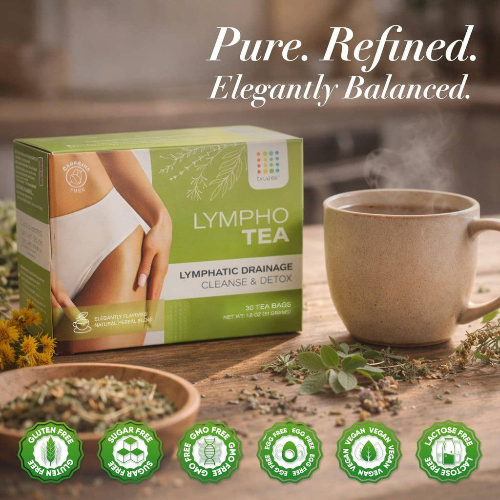 Lympho tea green box with mug and quality badges