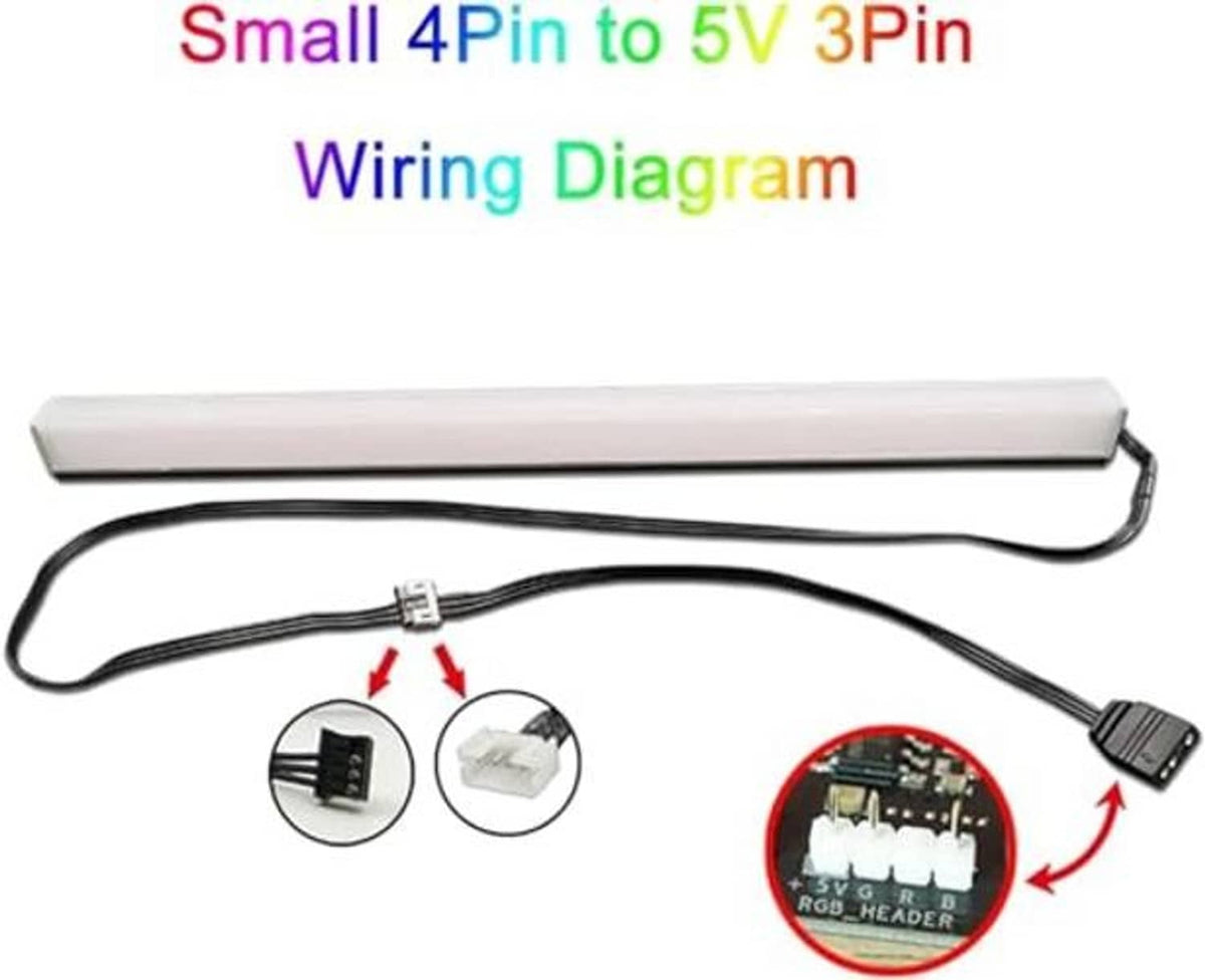 4-pin to 5V 3-pin ARGB conversion cable with wiring diagram-style connector ends