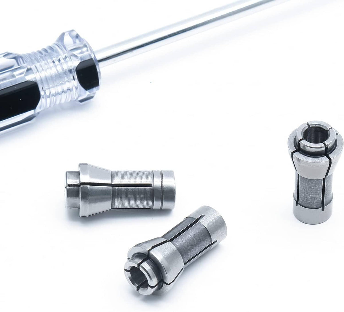 Die grinder collets with threaded chuck ends and cylindrical collet sleeves