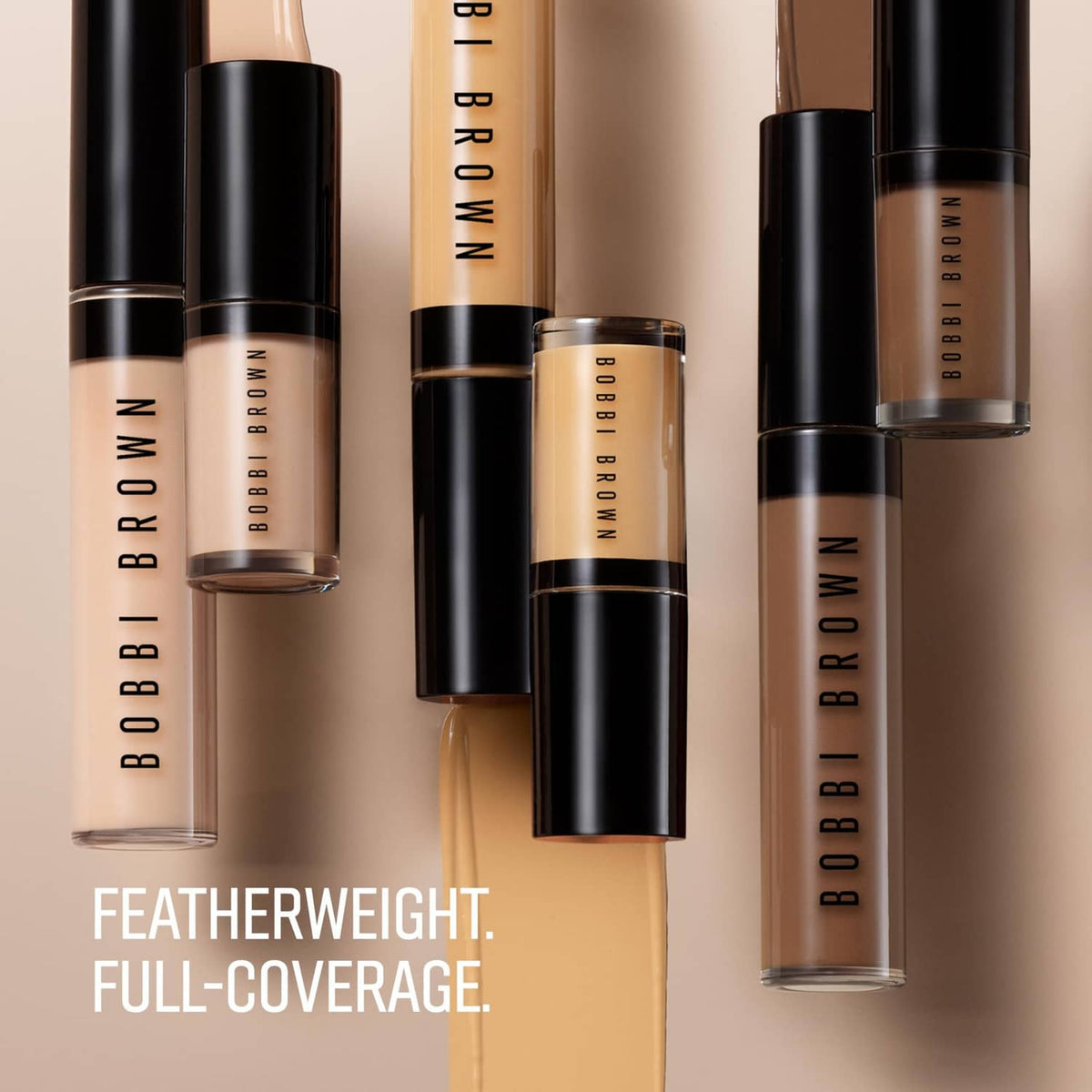Bobbi Brown liquid concealers in multiple beige shades, including Sand