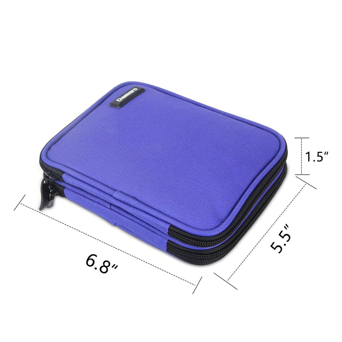 Damero crochet hook case, purple zip pouch with size markings and compact rectangular shape