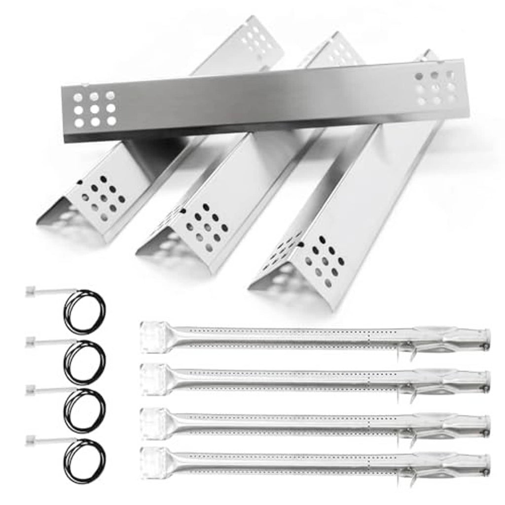 Stainless steel burner baffle plates with igniter electrodes and O-rings