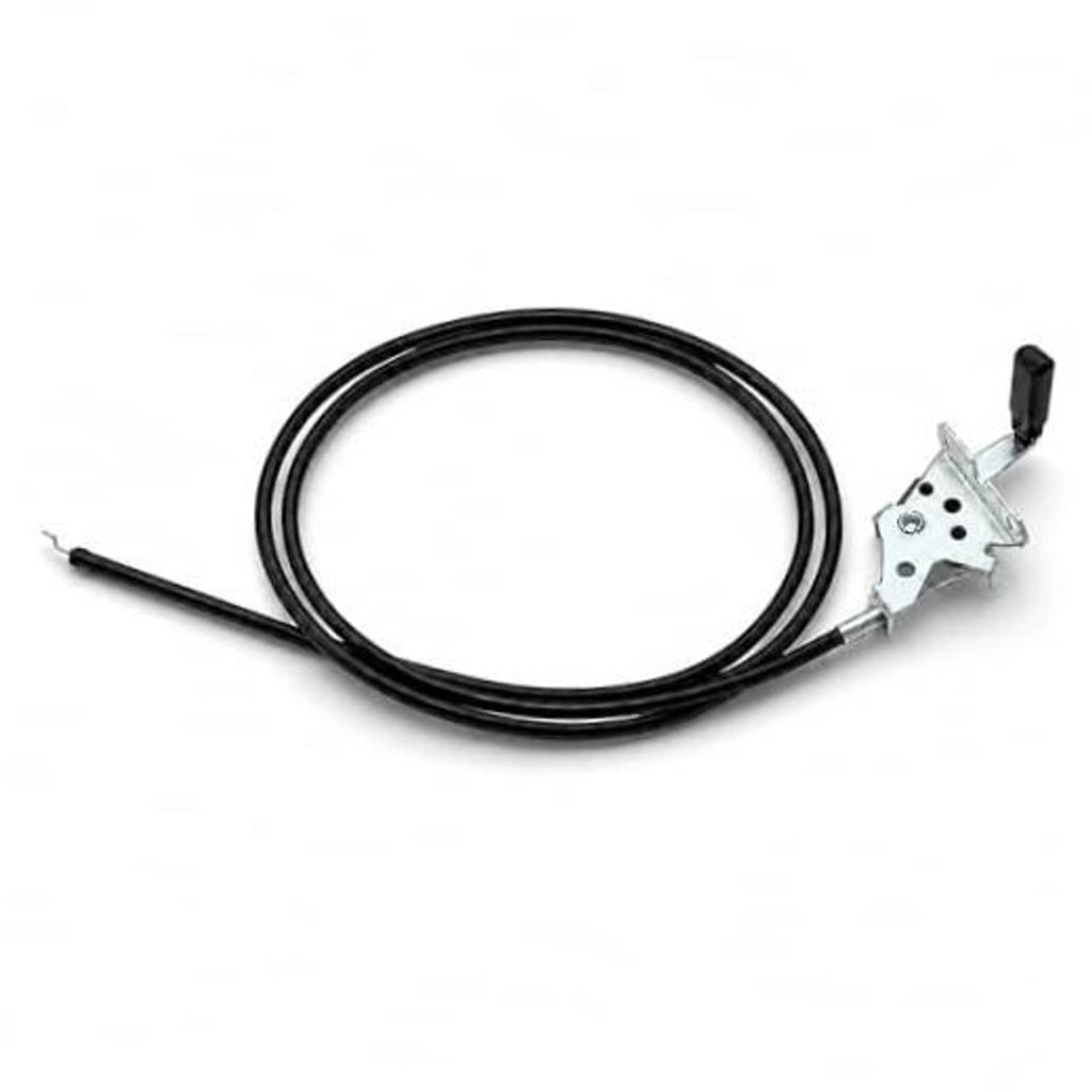 Black throttle control cable with metal throttle lever and mounting bracket