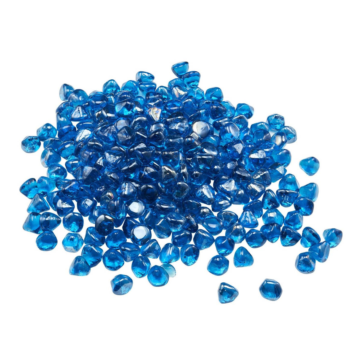1-inch Caribbean blue fire pit glass rocks, loose stones pile for fireplace