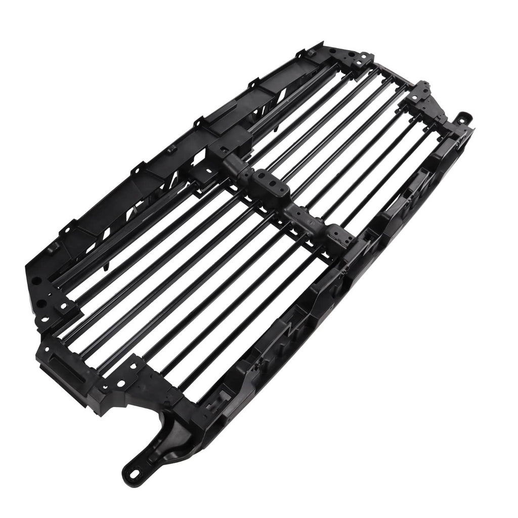 Upper radiator grille air shutter assembly with black slats and mounting brackets