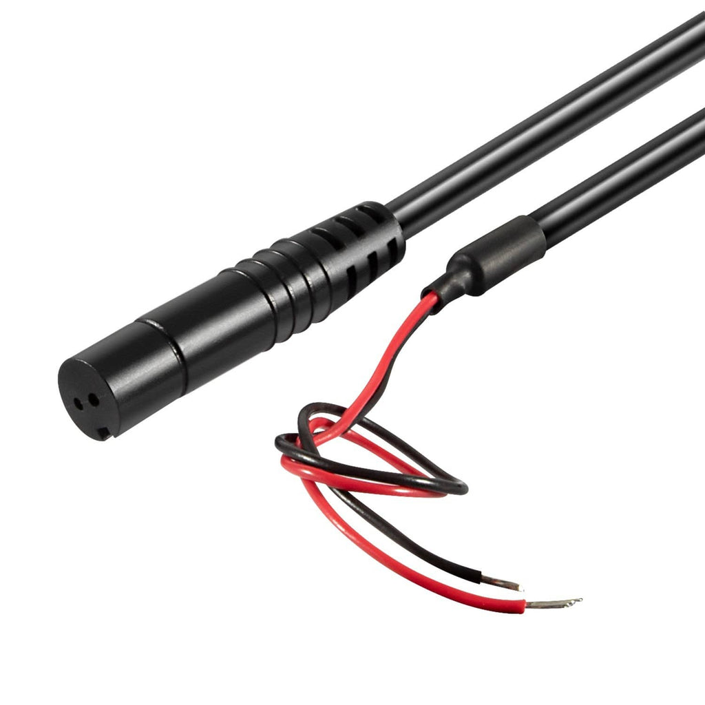 Black power cable with cylindrical connectors and exposed red/black wire leads