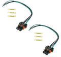 2-pin halogen headlight wiring harness with two green/black wires and plastic connectors