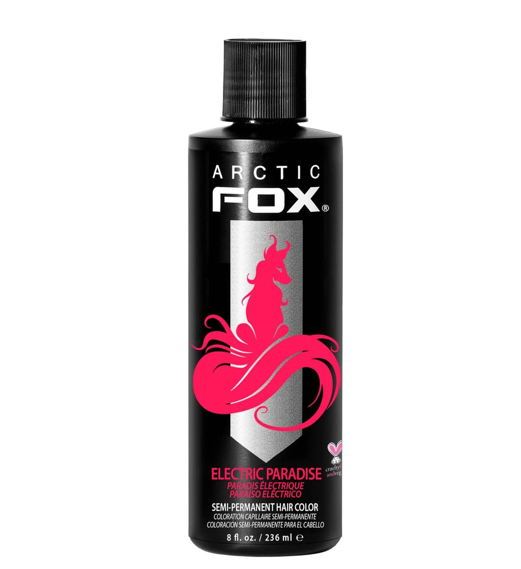 ARCTIC FOX Electric Paradise semi-permanent hair dye bottle, black with pink label