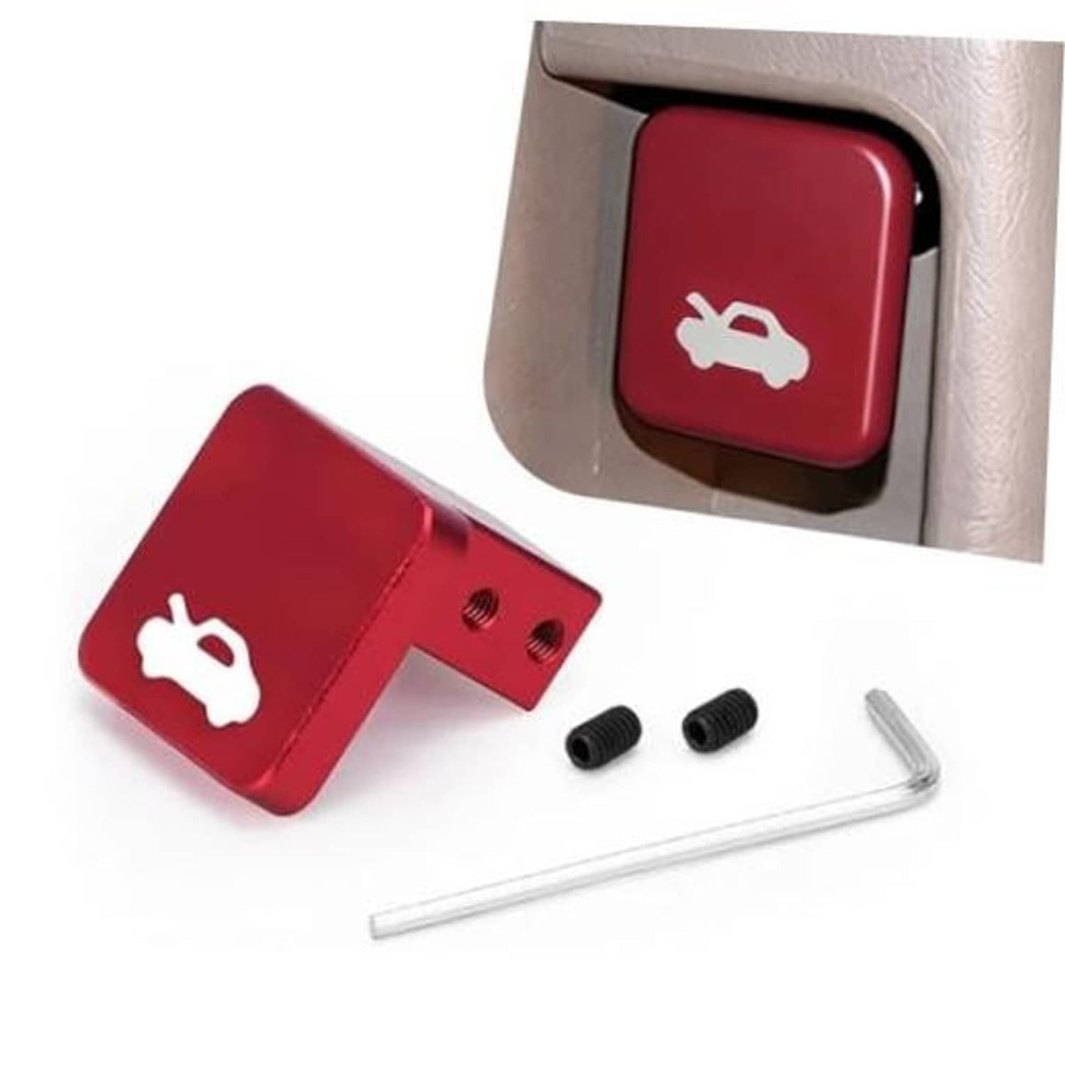 Red hood release handle kit with bracket, screws, and included L-shaped hex key