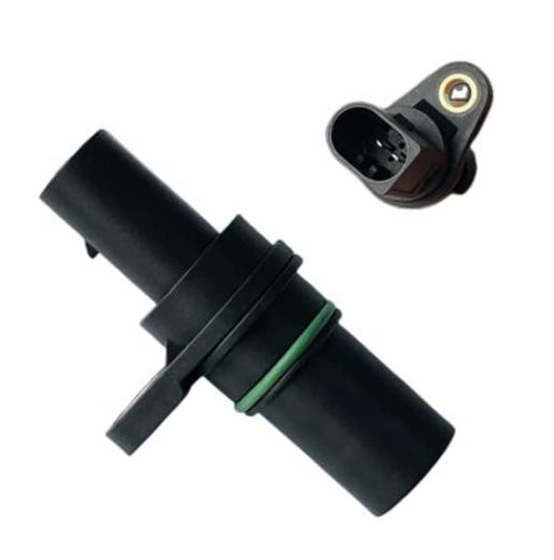 Crankshaft sensor with black body, green seal ring, and circular electrical connector