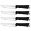 Hampton Forge steak knife set of 4, black handles with silver serrated blades