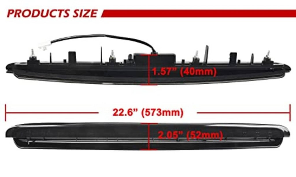 LED third brake light bar with size measurements diagram