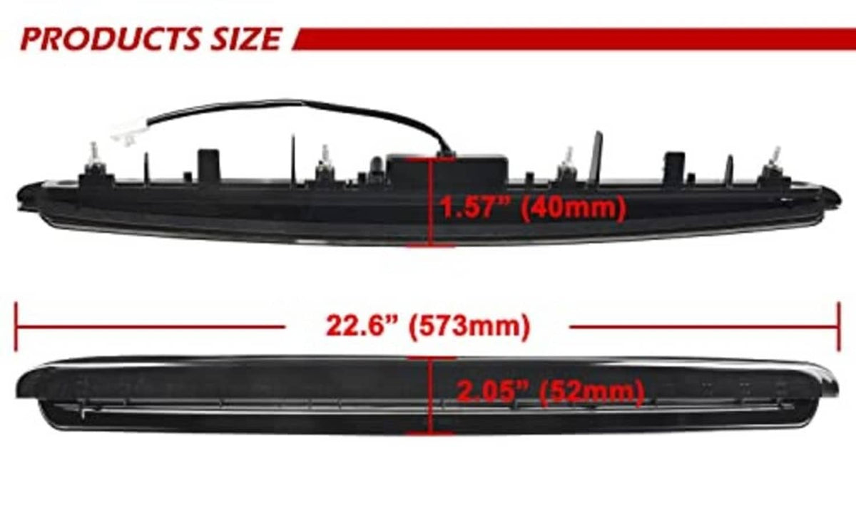LED third brake light bar with size measurements diagram