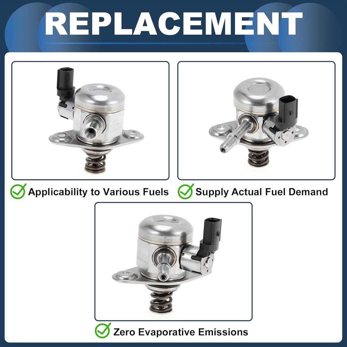 Fuel pump replacement view showing mounted unit with spring base and outlet fitting