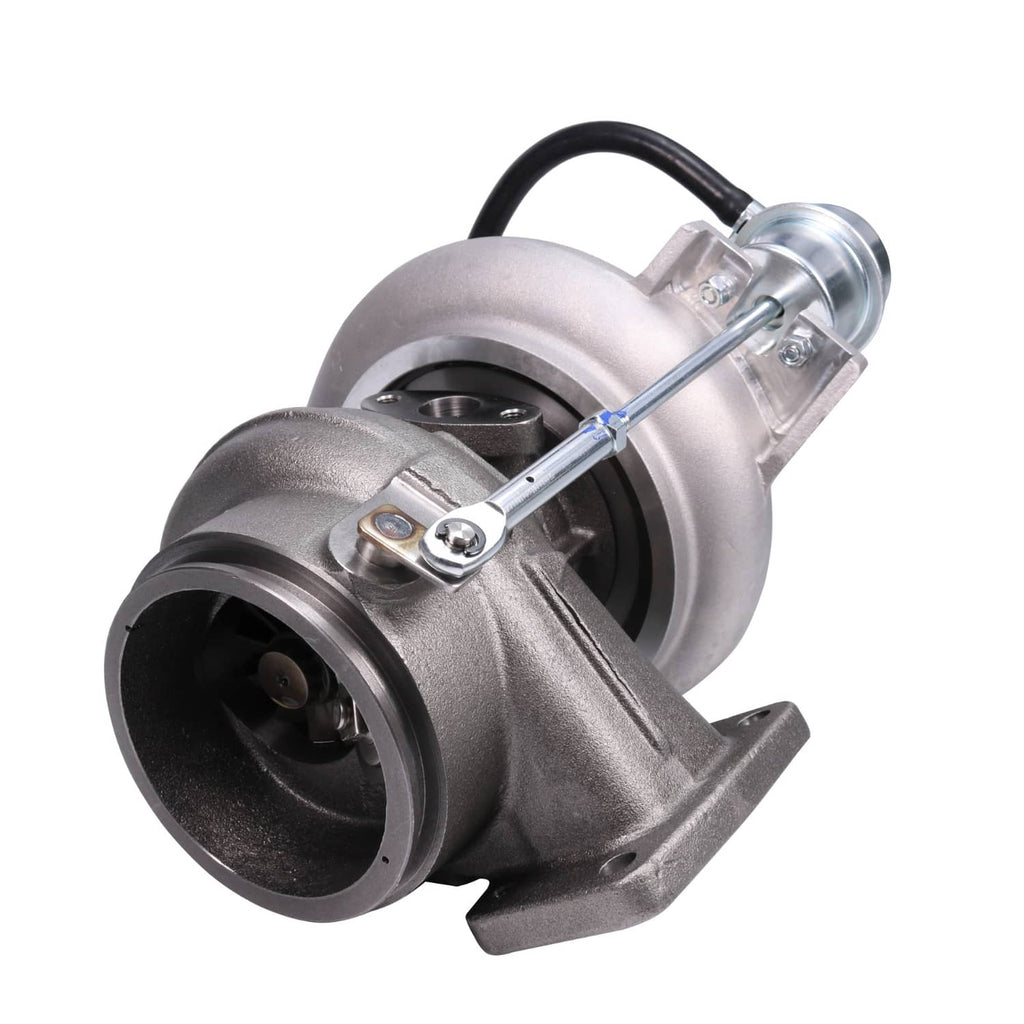 Turbocharger with compressor wheel inlet and metal actuator arm