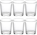 Set of 6 clear glass tea light votive holders, empty with round candle wells