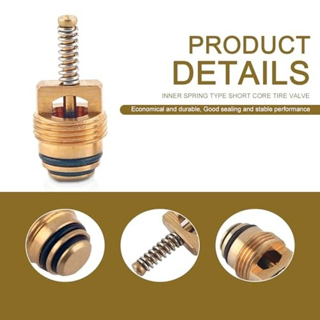 Brass and steel valve core with spring mechanism and threaded base