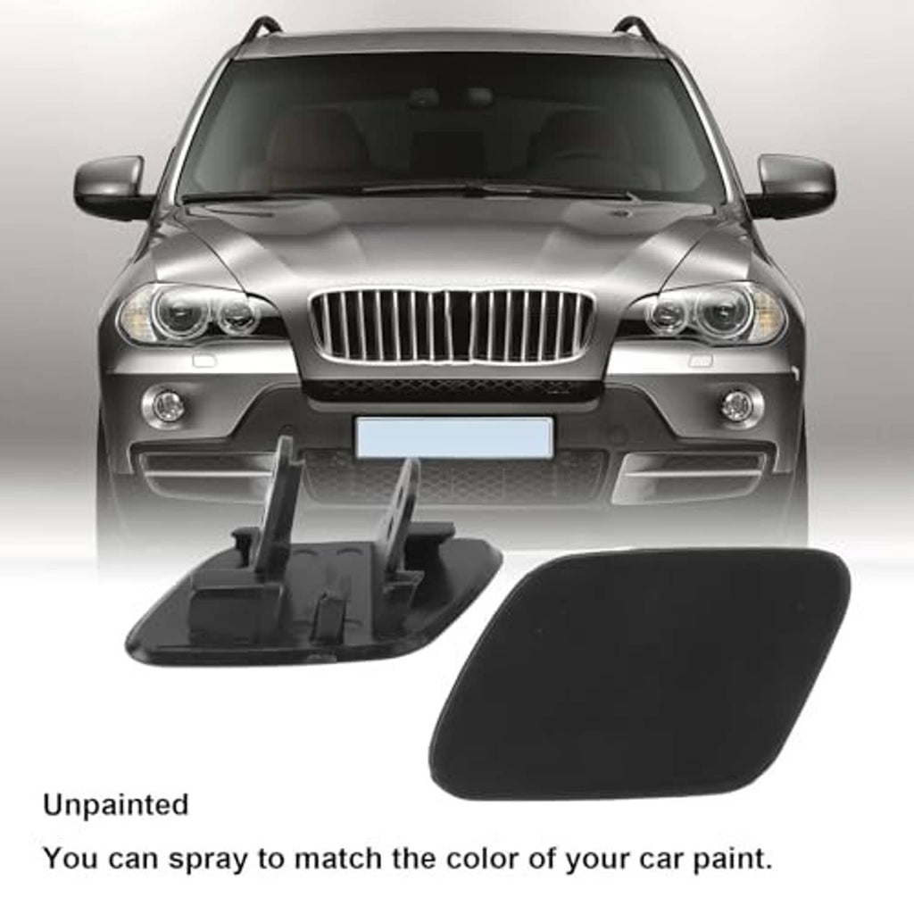 Unpainted dark gray headlight washer cover caps with mounting openings, pair