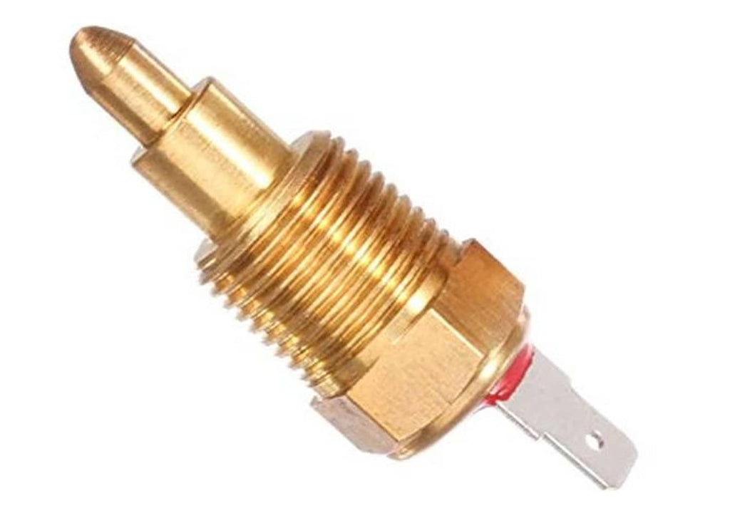 Brass temperature probe switch with spade connector and threaded mounting tip