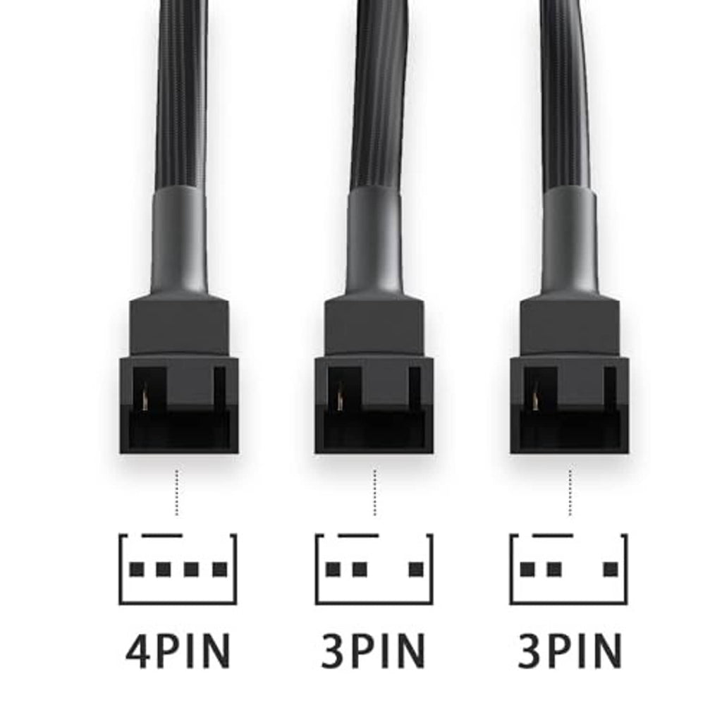 PWM splitter connectors: one 4-pin and two 3-pin outputs, black