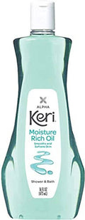 Keri moisturizing shower and bath oil bottle, light teal, 16 fl oz