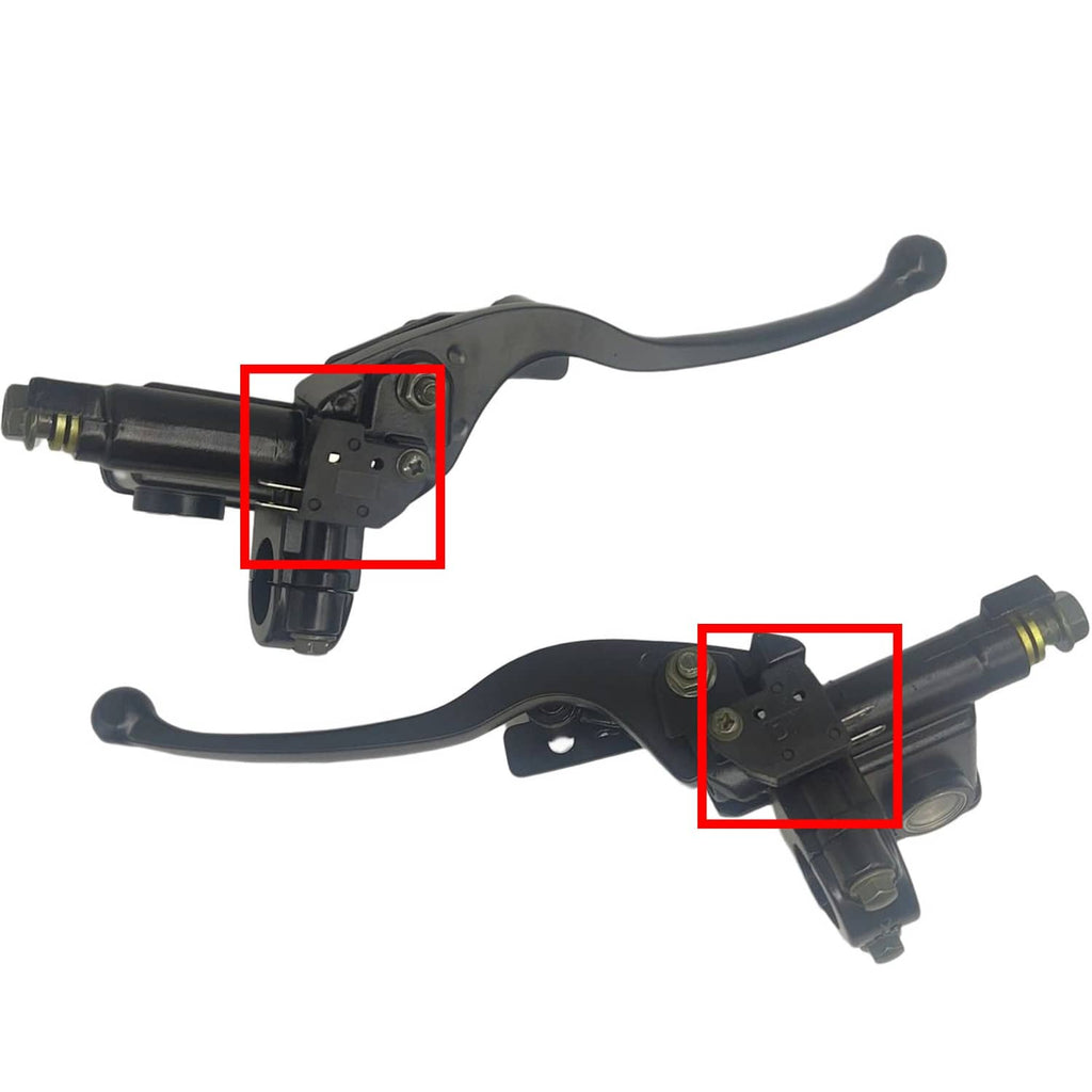 Motorcycle front brake and clutch lever assemblies with switch detail